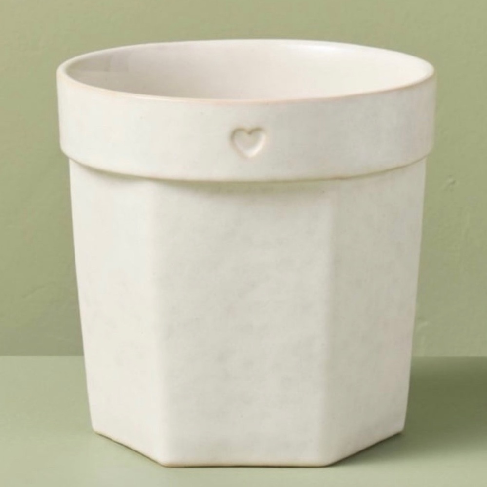 6" Ceramic Planter Pot with Heart Sour Cream - Hearth & Hand™ with Magnolia
